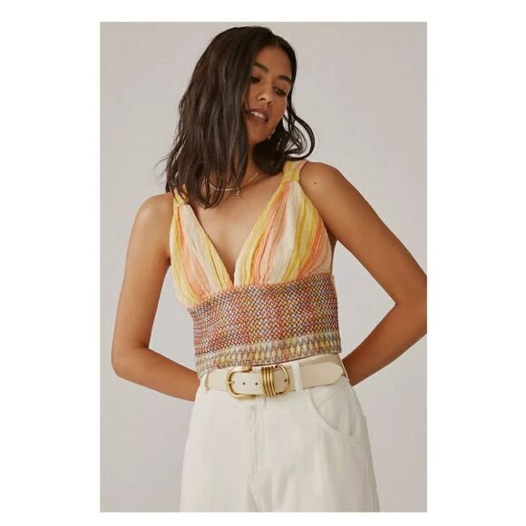 Anthropologie Striped Smocked Tank Size XL - Picture 1 of 14
